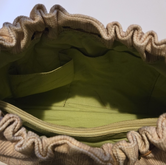 Tommy Bahama summer beach bag handbag 4 pocket purse palm trees wood handle tote - Picture 8 of 11